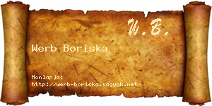 Werb Boriska névjegykártya